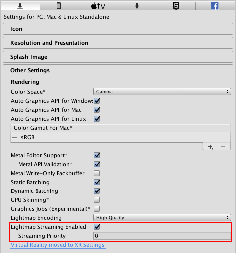 Edit > Project Settings > Player > Other Settings